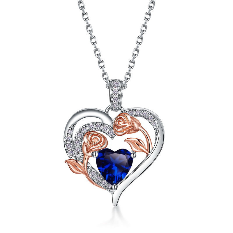 Personalized Birthstone Heart Pendant – Rose-Cut Lab-Grown Gem in 925 Silver, Ideal Gift for Her