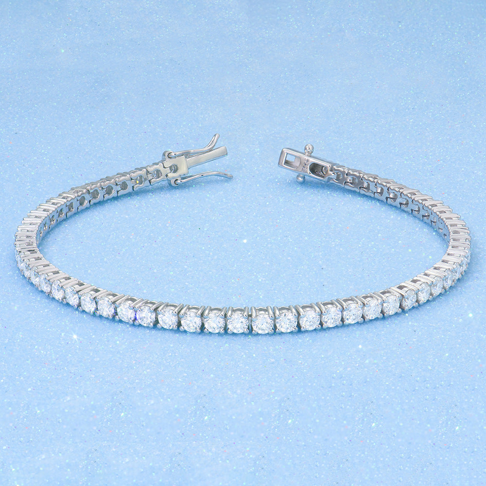 Felistly Jewelry 2-4mm Dainty Moissanite Tennis Bracelet for Women - Solid 925 Sterling Silver Full Circle Pavé Setting Delicate Jewelry