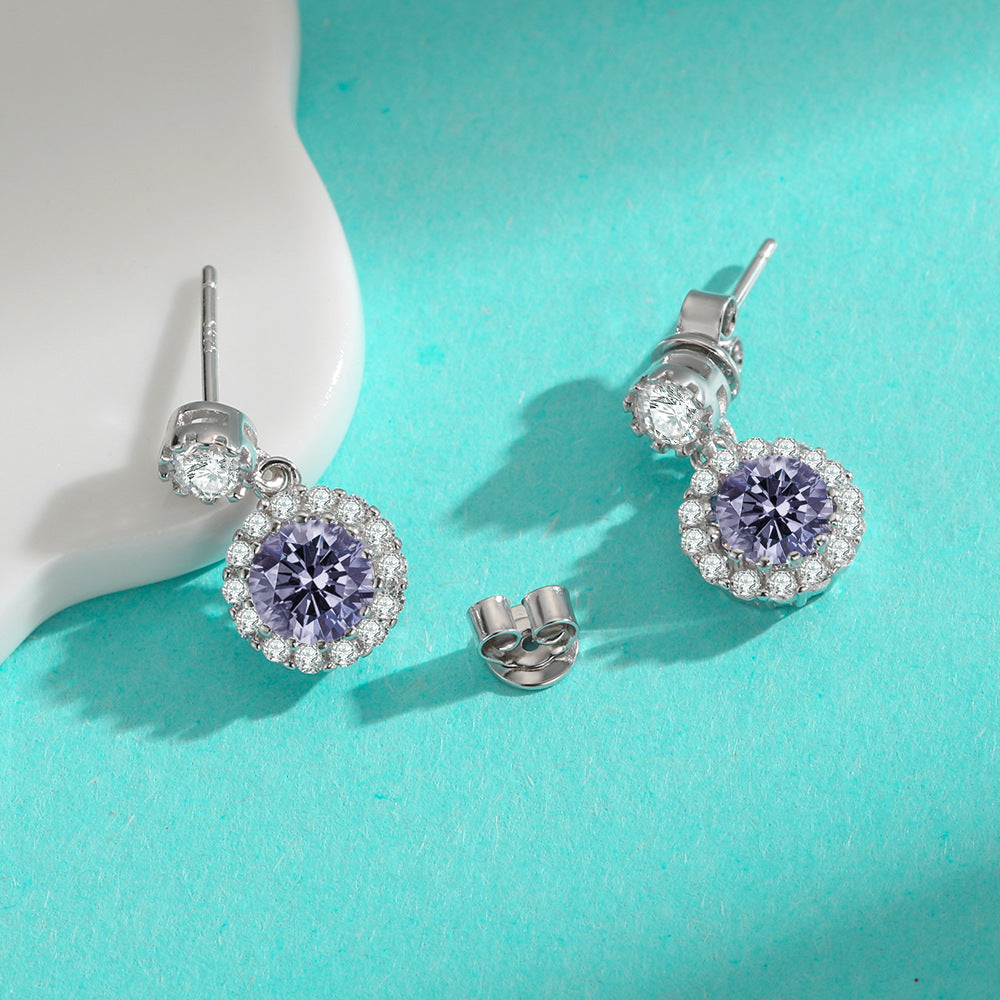 Full Pavé Moissanite Stud Earrings in S925 Sterling Silver – Classic Round Halo Setting (Perfect Gift for Her)