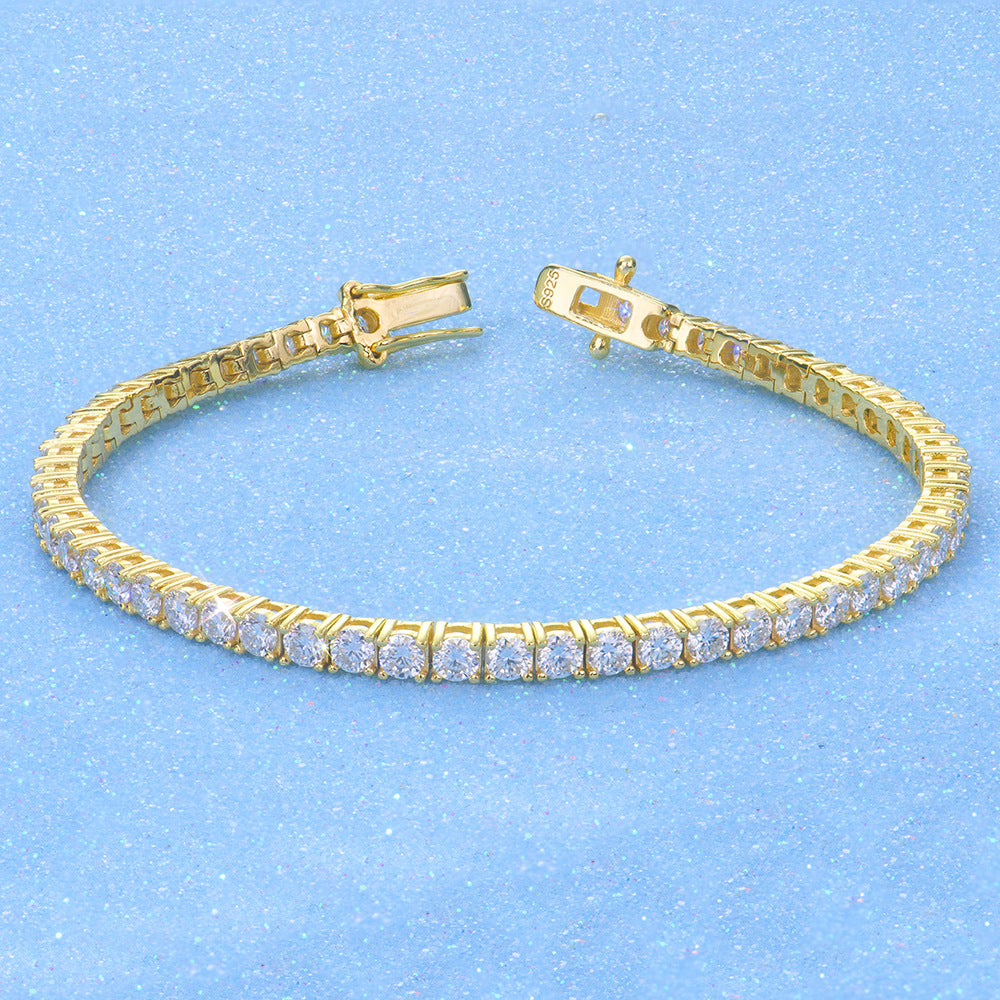 Felistly Jewelry 2-4mm Dainty Moissanite Tennis Bracelet for Women - Solid 925 Sterling Silver Full Circle Pavé Setting Delicate Jewelry