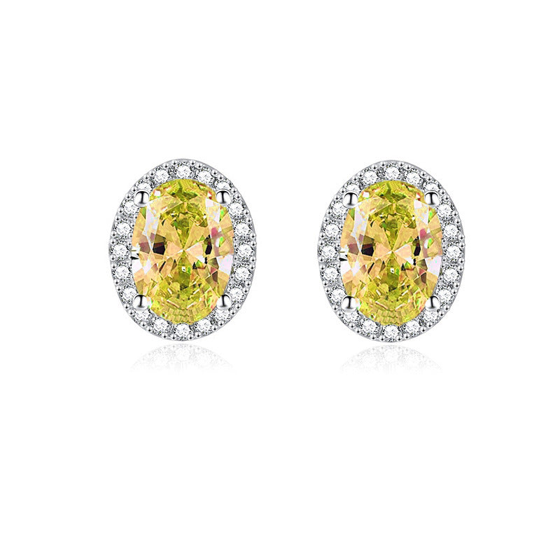 Birthstone Stud Earrings - 925 Silver 12 Months Gem Collection (Hypoallergenic)