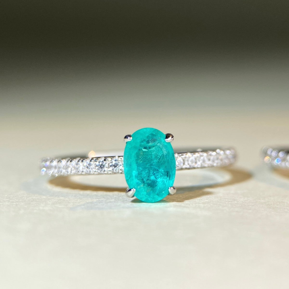 Felistly Jewelry: wedding bands for women moissanite S925 Sterling Silver Paraiba Ring for Women with High Carbon Diamond Ice-Cut Band & Small Green Diamond