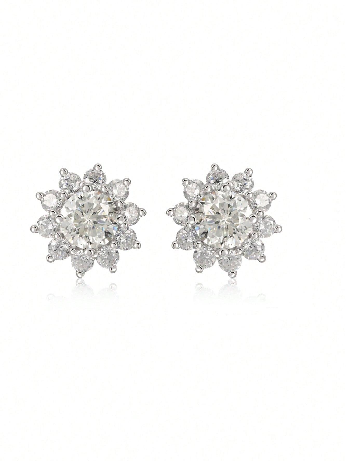 Floral Ruby Stud Earrings - Lab-Created Gemstone 925 Silver Everyday Jewelry