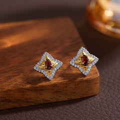 Designer Natural Gemstone Earrings - 18K Gold Plated 925 Silver Dainty Jewelry