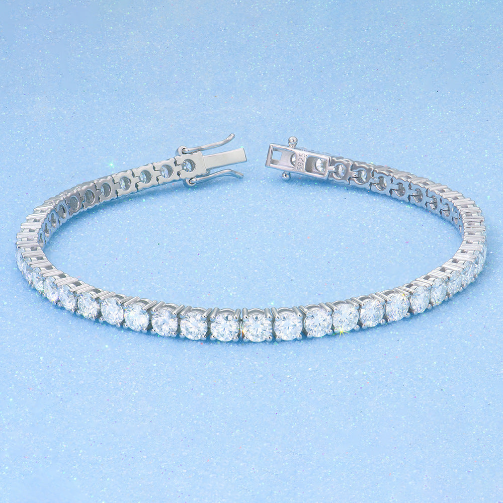 Felistly Jewelry 2-4mm Dainty Moissanite Tennis Bracelet for Women - Solid 925 Sterling Silver Full Circle Pavé Setting Delicate Jewelry