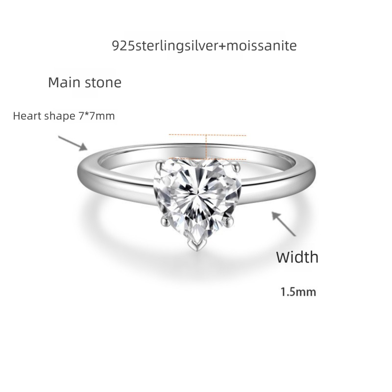 Felistly Jewelry: Classic & Elegant 1ct Moissanite Engagement Ring for Women - Oval, Heart, Radiant & Marquise Cut (Dainty Solitaire Design)