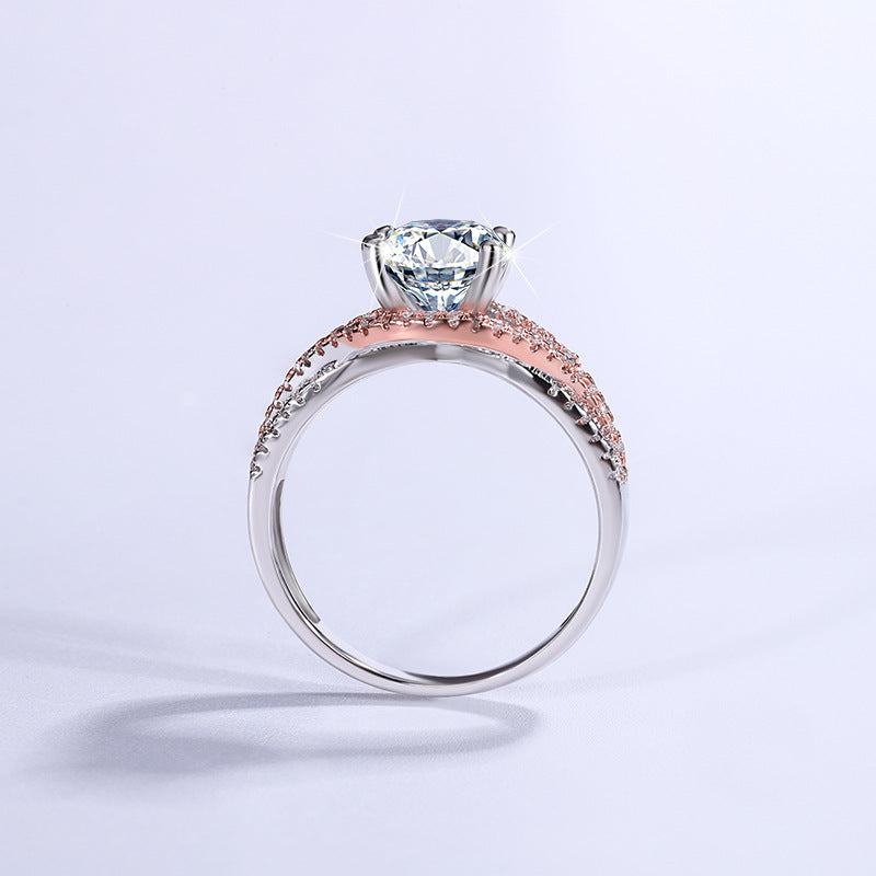 2ct True Love Intertwined Series Moissanite Ring – 925 Sterling Silver Platinum-Plated-engagement rings for women