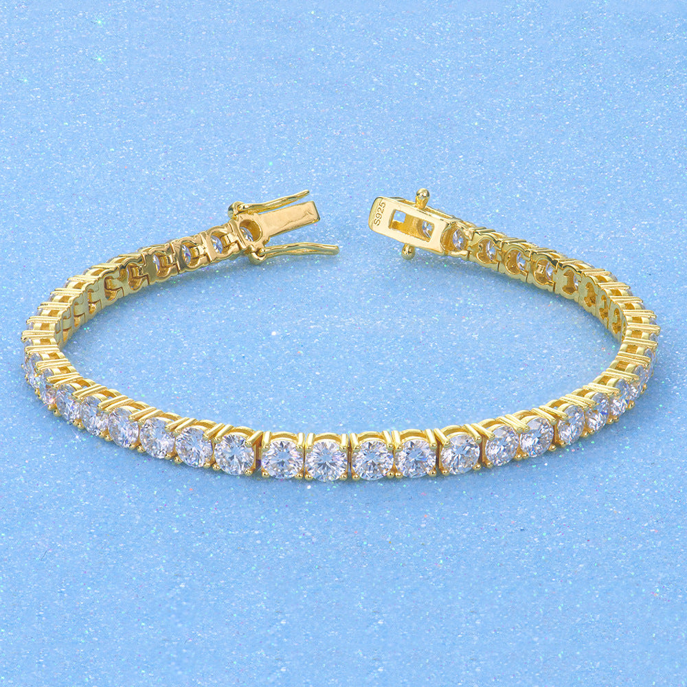 Felistly Jewelry 2-4mm Dainty Moissanite Tennis Bracelet for Women - Solid 925 Sterling Silver Full Circle Pavé Setting Delicate Jewelry