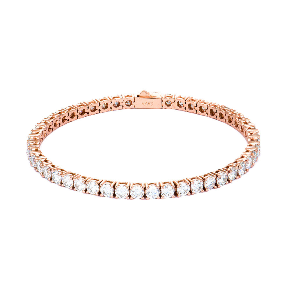 Felistly Jewelry 2-4mm Dainty Moissanite Tennis Bracelet for Women - Solid 925 Sterling Silver Full Circle Pavé Setting Delicate Jewelry