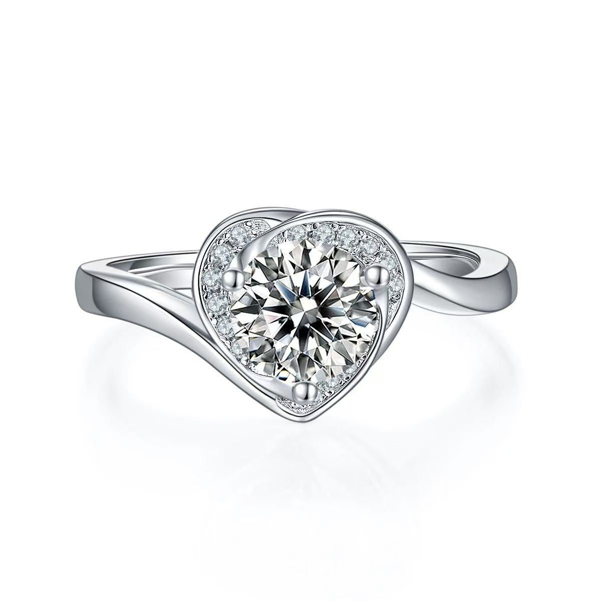 1ct D Color Moissanite Floral Ring - Rhodium-Plated Sterling Silver for Her | vintage inspired moissanite engagement rings