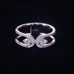 wedding bands for women moissanite Designer U-Shaped Moissanite Ring - Platinum Plated 925 Silver