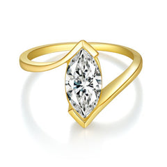 Felistly Jewelry: engagement rings for women| Dainty 5x10mm Marquise Moissanite Ring | 18K Yellow Gold Plated Sterling Silver | Minimalist Everyday Jewelry