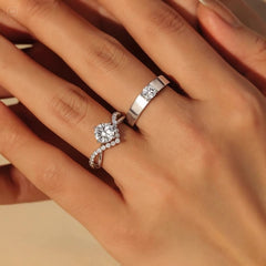 Felistly Jewelry:925 Sterling Silver Moissanite Couple Rings – Minimalist Luxury Wedding Bands for Him & Her, Sealed Design