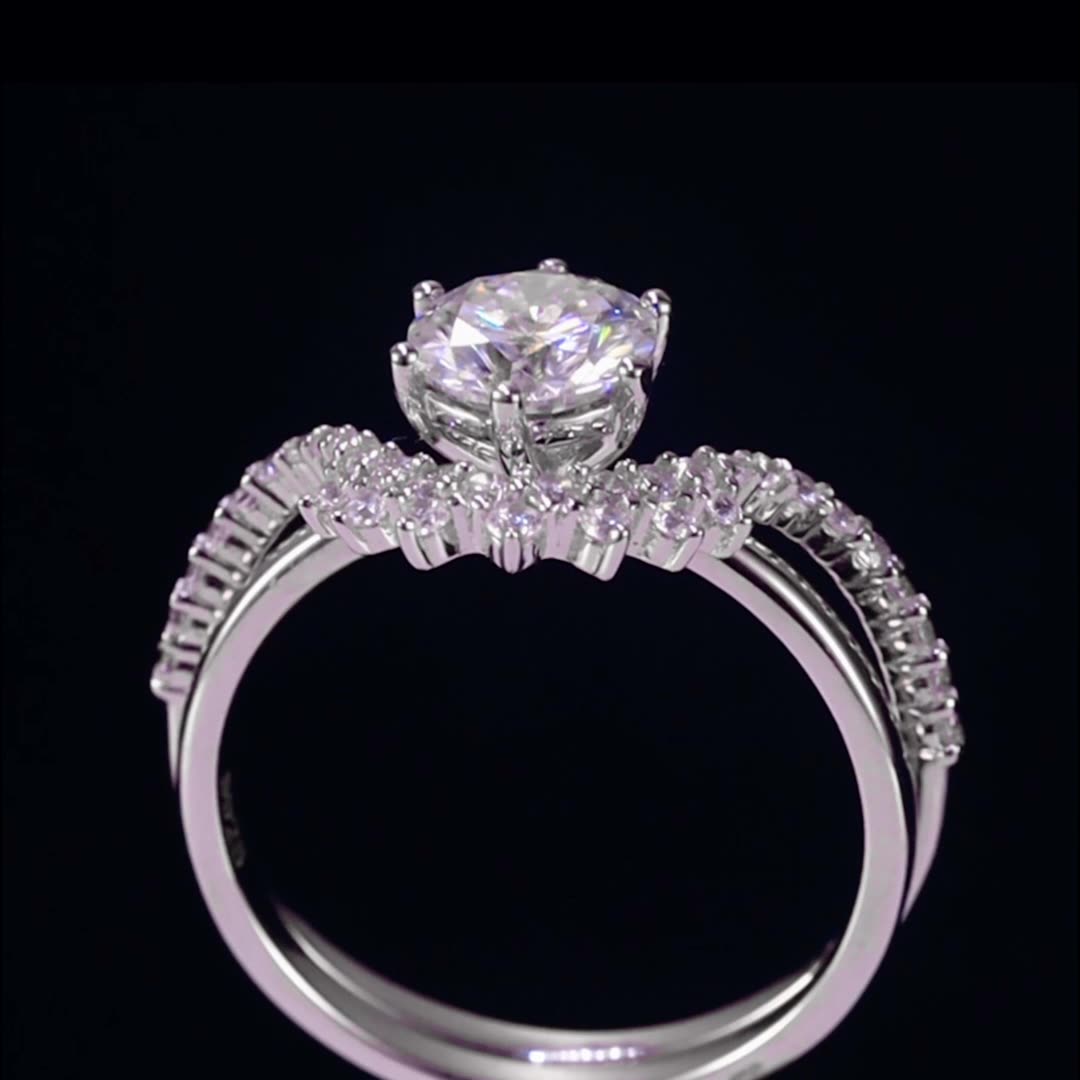 engagement rings for women | 1ct Stackable Moissanite Ring - Platinum Plated 925 Silver for Layered Elegance