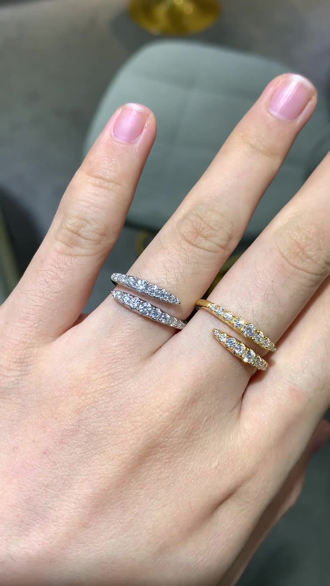 wedding bands for women moissanite| Viral 1ct D Moissanite Open Ring - Rhodium Plated 925 Silver Double Stackable Band