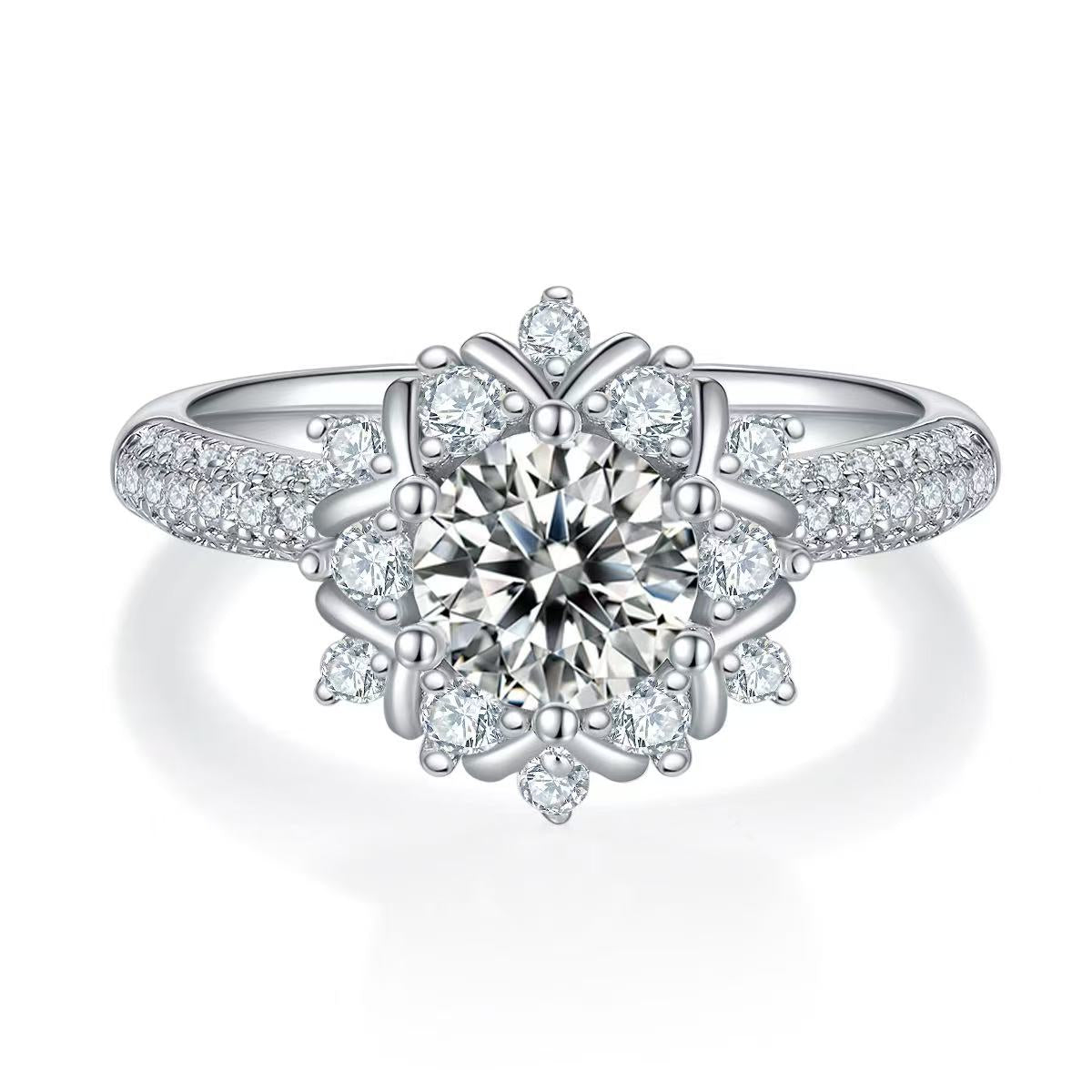 engagement rings for women 1-Carat D Color Moissanite 'Luanhua' Floral Ring for Women