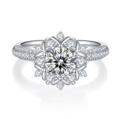 engagement rings for women 1-Carat D Color Moissanite 'Luanhua' Floral Ring for Women