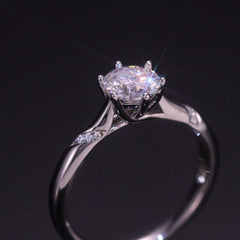 engagement rings for women | 1ct Moissanite Engagement Ring – Twisted Band in Platinum Plated 925 Silver | vintage inspired moissanite engagement rings