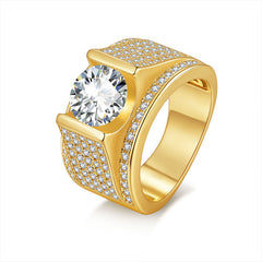 Felistly Jewelry 3ct Moissanite Luxury Business Men's Ring - Wide Band Full Pavé Design, Sparkling High-End Wedding Ring/Gift | men gents ring