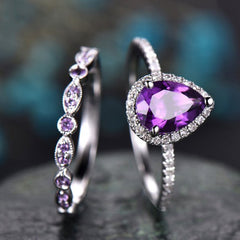 Felistly Jewelry: Bestselling New Couple's Purple Diamond Ring for Women |Full Diamond Engagement Ring Set