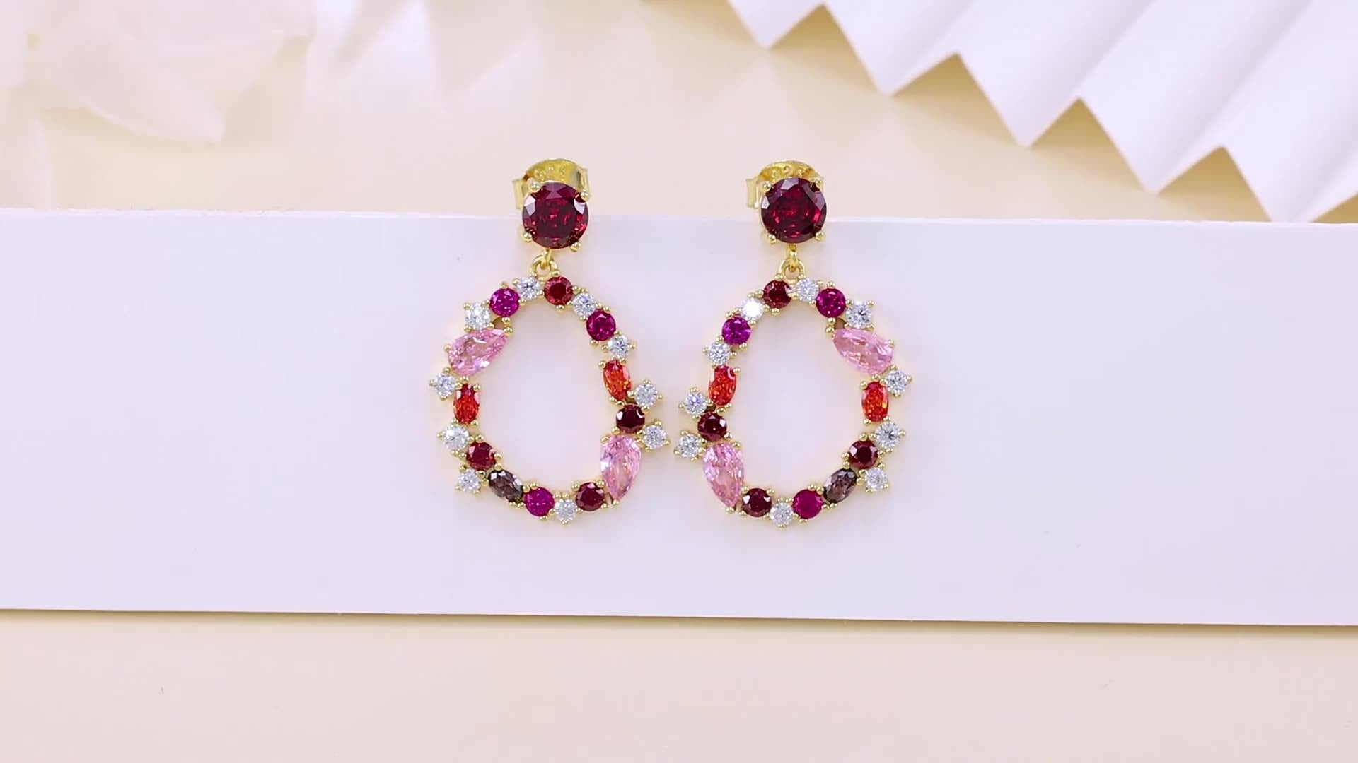 Trendy Colored Gemstone Earrings – 925 Silver Zircon Hoops & Dangles for Women