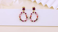 Trendy Colored Gemstone Earrings – 925 Silver Zircon Hoops & Dangles for Women