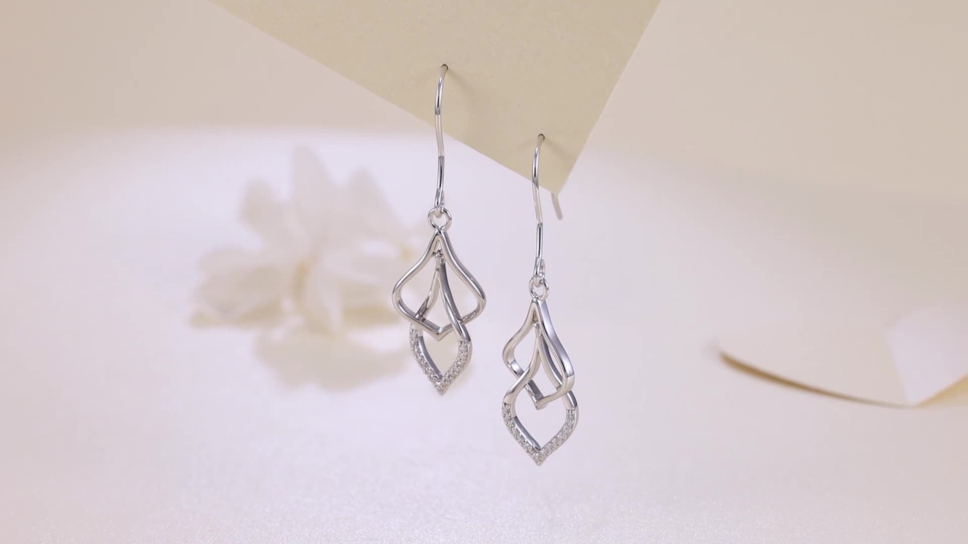 S925 Sterling Silver Hollow Geometric Diamond Earrings – Dangle & Ear Cuff Jewelry for Women
