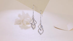 S925 Sterling Silver Hollow Geometric Diamond Earrings – Dangle & Ear Cuff Jewelry for Women