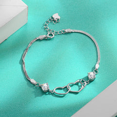 Felistly Jewelry: S925 Sterling Silver Moissanite Heart Bracelet - Fashionable & Versatile Minimalist Design