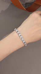 Felistly Jewelry: Heart Shaped Moissanite Bracelet - 925 Silver Dainty Stackable Bangle for Women