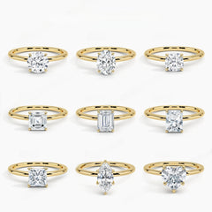 Felistly Jewelry: Minimalist 1ct Round Moissanite Solitaire Engagement Ring in S925 Silver 18k Gold Plated (Dainty Waterdrop Design)