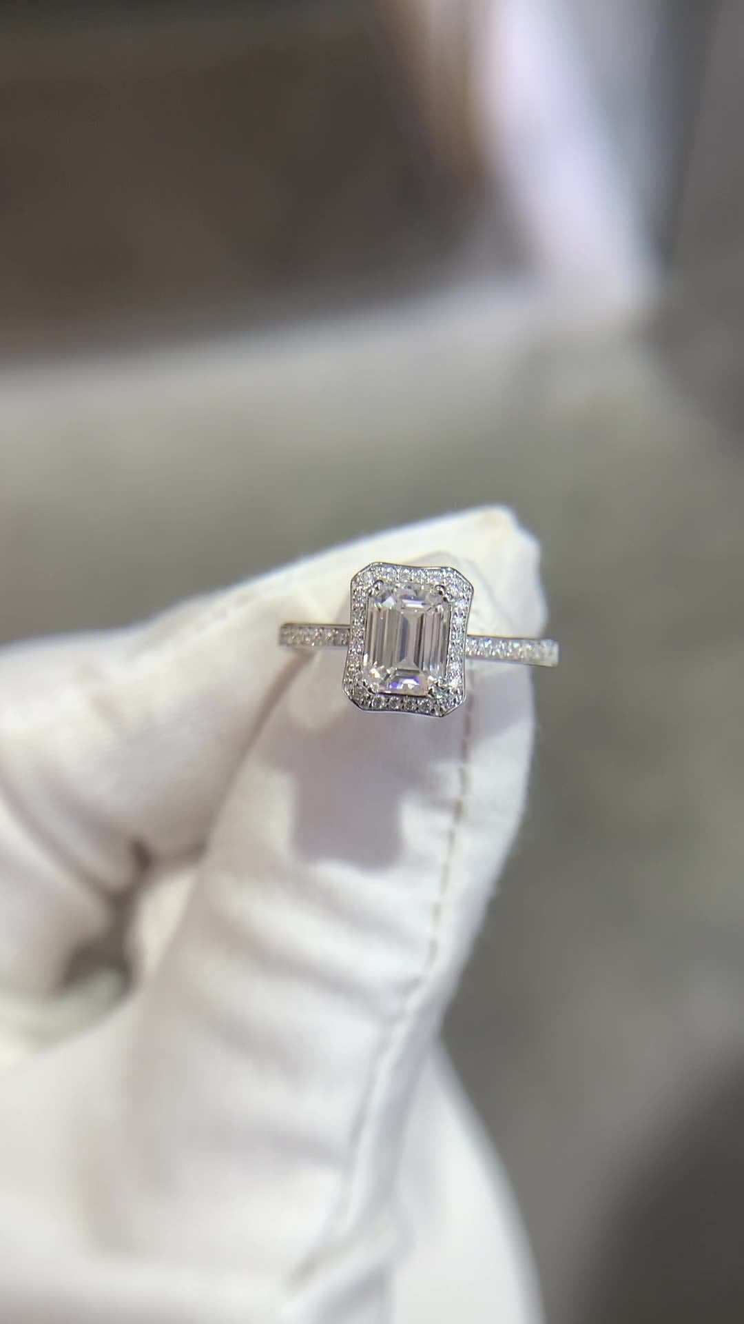 moissanite emerald cut ring 1.25ct D Color Moissanite Ring – Platinum-Plated 925 Silver | engagement rings for women