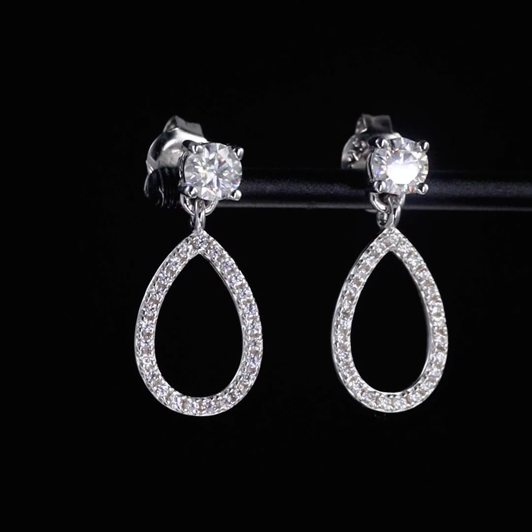Pear-Cut Moissanite Drop Earrings - 925 Silver Dainty Jewelry for Women