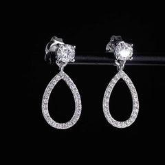 Pear-Cut Moissanite Drop Earrings - 925 Silver Dainty Jewelry for Women