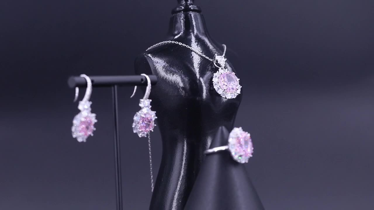 Pink Snowflake Diamond Earrings – 925 Silver Lab-Grown Trendy Jewelry