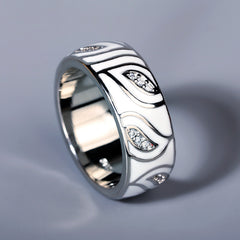 Felistly Jewelry: Creative New Angel Eye Ring for Women, Handmade Enamel Statement Ring