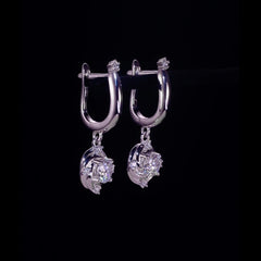 Floral Moissanite Drop Earrings - 925 Silver Women's Elegant Jewelry for Daily Wear