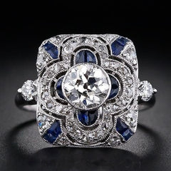 Felistly Jewelry: Sapphire Ring for Women, Premium European & American Jewelry, Engagement Ring, White Gold Plated, Luxury Gift