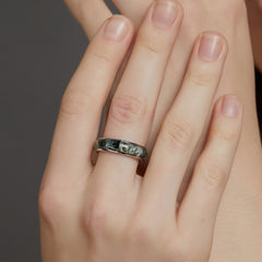 wedding bands for women | Trendy Minimalist Natural Moss Agate Ring – S925 Sterling Silver Green Dendritic Stone Cocktail Ring, Western Fashion