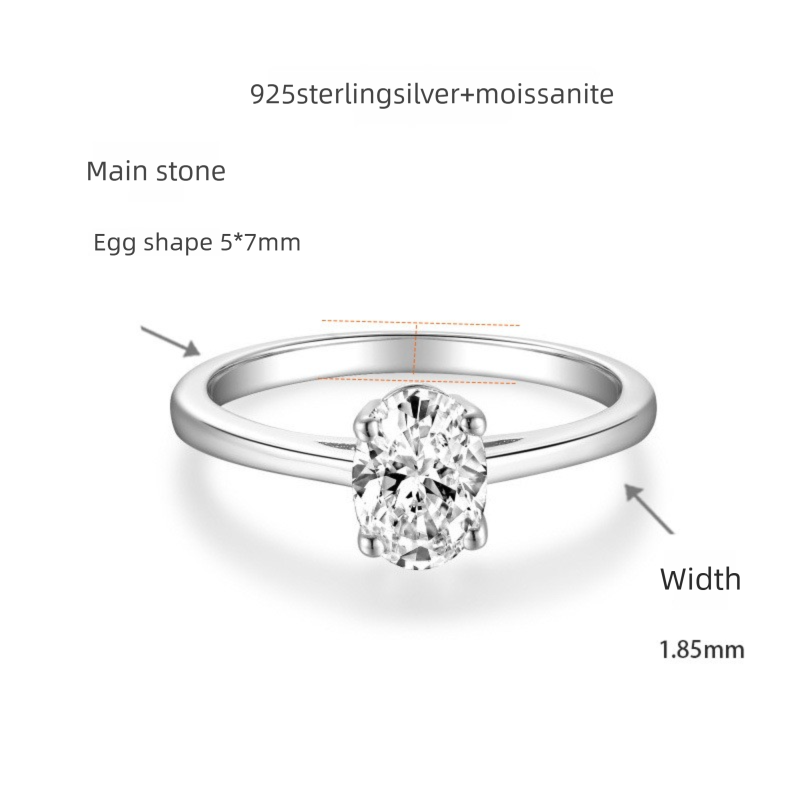 Felistly Jewelry: Classic & Elegant 1ct Moissanite Engagement Ring for Women - Oval, Heart, Radiant & Marquise Cut (Dainty Solitaire Design)