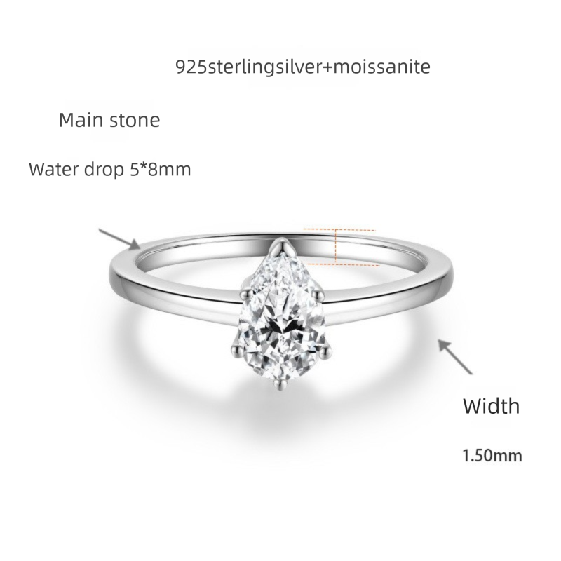 Felistly Jewelry: Classic & Elegant 1ct Moissanite Engagement Ring for Women - Oval, Heart, Radiant & Marquise Cut (Dainty Solitaire Design)