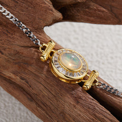 Felistly Jewelry: Natural Australian Opal Silver Bracelet - Premium 925 Sterling Silver Gemstone Jewelry for Women