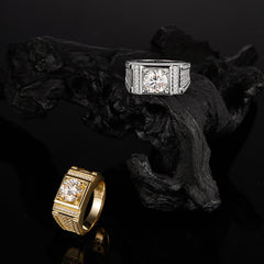 3-Carat Full Pavé Square Cut Ring - Dazzling Starry Sparkle for Trendsetters