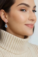Handcrafted Natural Gemstone Earrings - Platinum Plated 925 Silver Hypoallergenic Studs