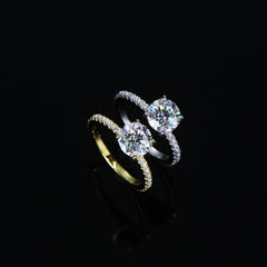 Felistly Jewelry:925 Sterling Silver 2ct Moissanite Ring for Women – High-End Micro Pave Four-Prong Solitaire Ring