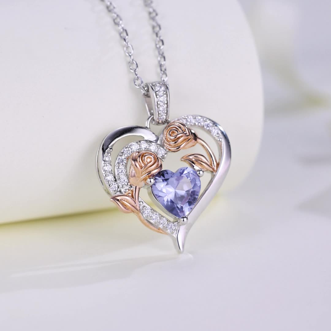 Personalized Birthstone Heart Pendant – Rose-Cut Lab-Grown Gem in 925 Silver, Ideal Gift for Her