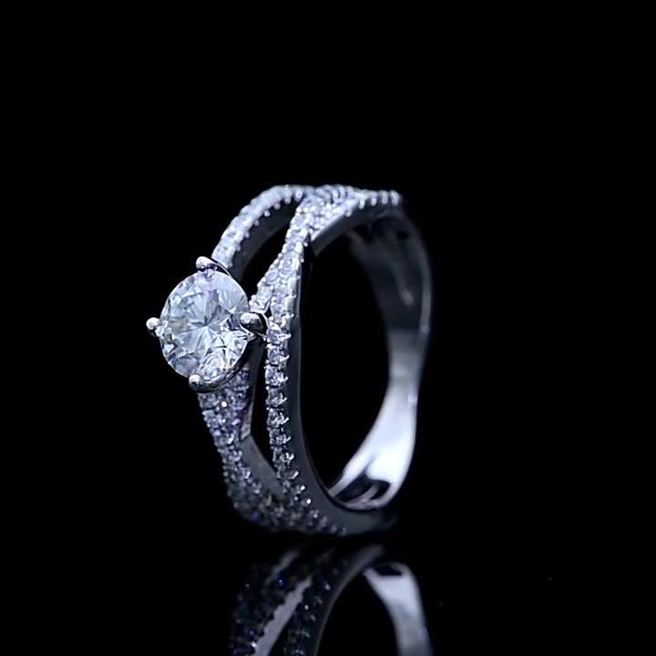 Three Lifetimes Love: 1ct D Color Moissanite Rhodium Ring - Mismatched Stackable Design |engagement rings for women