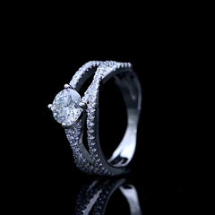 Three Lifetimes Love: 1ct D Color Moissanite Rhodium Ring - Mismatched Stackable Design |engagement rings for women