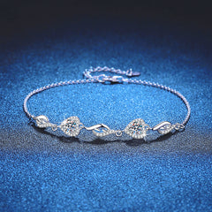Felistly Jewelry: 1CT Heart Butterfly Bracelet - 925 Silver Korean Style Moissanite Jewelry for Her