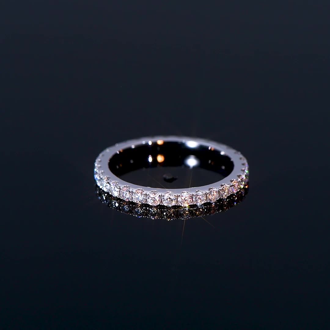 Felistly Jewelry Moissanite  Full Eternity Thin Wedding Band For Women